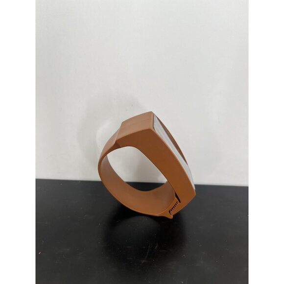 VTG Record Swiss Handcuff Watch Chestnut Brown Stripe Detail Not Working - Picture 5 of 8